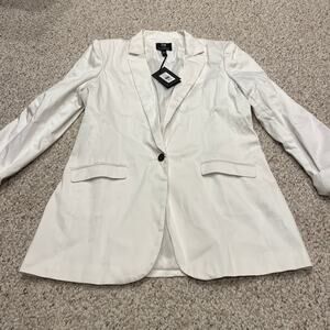 NWT Long Tall Sally x TTYA Longline Boyfriend Jacket Blazer Sz 14 White Preppy